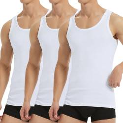 Falechay Unterhemd Herren Tank Top 3er Pack Baumwolle Feinripp ärmellos Muskelshirtst Männer Sportunterhemden Weiß 5XL von Falechay