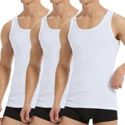 Falechay Unterhemd Herren Tank Top 3er Pack Baumwolle Feinripp ärmellos Muskelshirtst Männer Sportunterhemden Weiß L von Falechay