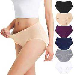 Falechay Unterhosen Damen Baumwolle Atmungsaktiv Mittel Taille Panties 6er Pack,Mehrfarbig-1,3XL von Falechay