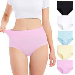 Falechay Unterhosen Damen Baumwolle Bauch Weg Unterwäsche Damenslips Mehrpack 5 Taillenslip,Mehrfarbig-2,L von Falechay