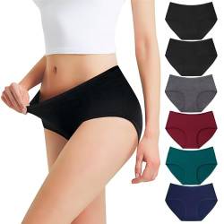 Falechay Unterhosen Damen Unterwäsche 6er Pack Baumwolle Slips Mittel Taille Panties,Mehrfarbig-2,L von Falechay