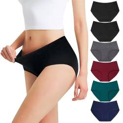 Falechay Unterhosen Damen Unterwäsche 6er Pack Baumwolle Slips Mittel Taille Panties,Mehrfarbig-2,S von Falechay