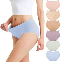 Falechay Unterhosen Damen Unterwäsche 6er Pack Baumwolle Slips Mittel Taille Panties Sportunterhosen für Damen,Mehrfarbig-3,M von Falechay