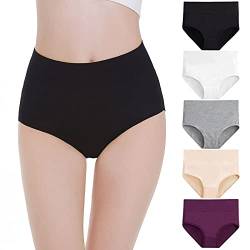 Falechay Unterhosen Damen Unterwäsche Bauchweg Slips Damen Pantys High Waist Taillenslip Mehrpack 5er Pack,Mehrfarbig-1,2XL von Falechay