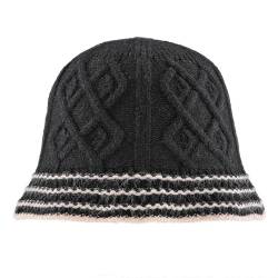 Faletony Damen Fischerhut Winter Draussen Bucket Hat Stricken Handgefertigt Wintermütze Kuppel Einfarbig Topfhut Warmer Fischermütze Lässiger Winter Flauschiger Warmer Hut von Faletony