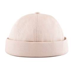 Faletony Docker Cap Herren Docker Mütze Hochwertige Sanfte 100% Baumwolle Seemannsmütze Hafenmütze Herrenmütze Bikercap Hat ganzjährig tragbar (Beige) von Faletony