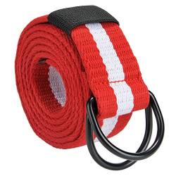 Faletony Herren Damen Gürtel Gestreift Stoffgürtel mit Doppel D-ringe Schnalle Leinwand Canvas Jeansgürtel Belts 130cm + Original Geschenkbox von Faletony