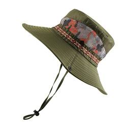 Faletony Outdoor Hut Sonnenschutz Buschhut Boonie Hat mit Kinnband Fischermütze Sonnenhut Sommerhut für Angeln, Jagd, Camping (Armeegrün) von Faletony