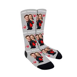 Faletony Personalisierte Foto socken,Socken mit Gesicht,DIY Lustige Socken mit jedem Foto，Gedruckte Socken für Frauen, Männer, Weihnachten, Geburtstagsgeschenk Vatertagsgeschenk (Stil 10) von Faletony