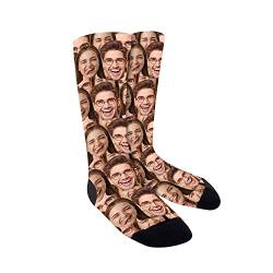 Faletony Personalisierte Foto socken,Socken mit Gesicht,DIY Lustige Socken mit jedem Foto，Gedruckte Socken für Frauen, Männer, Weihnachten, Geburtstagsgeschenk Vatertagsgeschenk (Stil 9) von Faletony