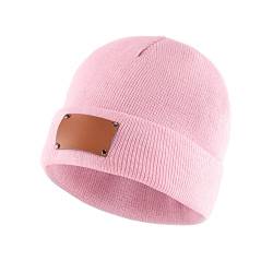 Faletony Personalisierte Strickmütze mit Wunschtext Bestickt Winter Beanie Mütze Elastisch Mütze für Herren Damen alle Jahreszeiten (Hell-Pink) von Faletony