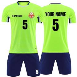 Faletony Personalisiertes Fussball Trikot Kinders Erwachsene Fusstball Shirt & Shorts Set mit Name Nummer Benutzerdefiniert Trikot Fußballtrikot (Polyester, Grün) von Faletony