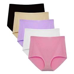 FallSweet No Show Slip mit hoher Taille Unterwäsche für Damen Seamless Panties, 5er Pack（Color2,XXL von FallSweet