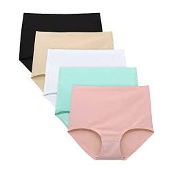 FallSweet No Show Slip mit hoher Taille Unterwäsche für Damen Seamless Panties, 5er Pack（Multi,M von FallSweet