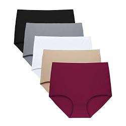 FallSweet No Show Slip mit hoher Taille Unterwäsche für Damen Seamless Panties, 5er Pack（Multi2,S von FallSweet