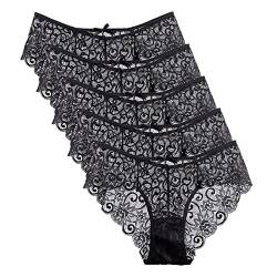 FallSweet Packung mit 5, Frauen Spitzenhöschen Sexy Unterwäsche Ultra Thin Slip (Schwarz, XL) von FallSweet