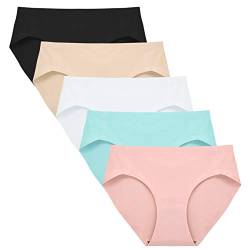 FallSweet Seamless Unterwäsche Damen Slips High Cut Slips Mittel Taille Soft Panties, 5er Pack (Multi,M) von FallSweet