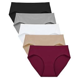 FallSweet Seamless Unterwäsche Damen Slips High Cut Slips Mittel Taille Soft Panties, 5er Pack (color3,S) von FallSweet