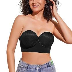 FallSweet Trägerloser BHS Damen Mit Bügel BH Trägerlos Große Brüste (Schwarz, 100E) von FallSweet