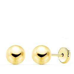 Baby-Ohrringe für Neugeborene in 18 Karat Gold, 100 % Kontrast 750. Die Ohrringe sind erstmals mit einem Schraubverschluss für Mädchen in Kugelform., 6mm, Gelbgold, Kein Edelstein von Falomir