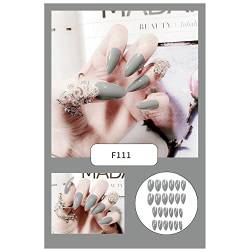 Künstliche Fingernägel, Stiletto-Design, tragbar, 24 Stück, mandelfarben (F111) von Famboz