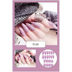 Künstliche Fingernägel, Stiletto-Design, tragbar, 24 Stück, mandelfarben (F119) von Famboz
