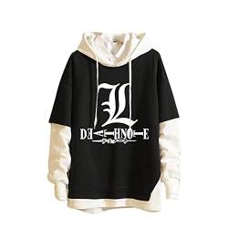 Death Note Hoodie Anime L·Lawliet Yagami Light Fake Zweiteiler Hoodie Cosplay Jacke Pullover Langarm Pullover Sweatshirt für Männer/Frauen/Jugendliche von Famesale