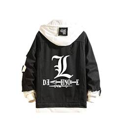 FameUnisex Death Note Hoodie Jacke Cosplay L·Lawliet Yagami Light Jeansjacke Anime Casual Sweatshirt Kostüm, 3XL von Famesale