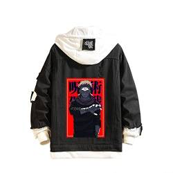 Famesale Unisex Jujutsu Kaisen Hoodie Jacke Cosplay Yuji Itadori Gojo Satoru Jeansjacke Anime Megumi Fushiguro Casual Sweatshirt Kostüm von Famesale