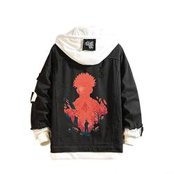 Famesale Unisex Jujutsu Kaisen Hoodie Jacke Cosplay Yuji Itadori Gojo Satoru Jeansjacke Anime Megumi Fushiguro Casual Sweatshirt Kostüm von Famesale