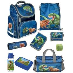 Familando Dinosaurier Schulranzen 1. Klasse · ergonomischer Tornister für Jungen und Mädchen · Dino Schultasche im Set (9-teilig mit Sporttasche) von Familando