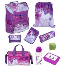 Familando Mädchen Schulranzen 1. Klasse · Scooli Campus Fit Schultasche · ergonomisch & leicht · Kinder Schulranzen Set für Mädchen (9-teilig mit Sporttasche, Magic Unicorn Lila) von Familando