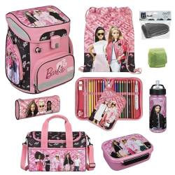 Familando Mädchen Schulranzen 1. Klasse · Scooli Easy FIT · ergonomischer Tornister · Schulranzen-Set für Mädchen (9-teilig mit Sporttasche, Barbie Rosa/Pink) von Familando