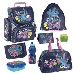 Familando Mädchen Schulranzen 1. Klasse ergonomischer Tornister Disney Stitch Schultasche im Set 8-TLG. mit Sporttasche von Familando