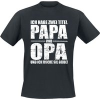 Familie & Freunde T-Shirt - Ich habe zwei Titel - S bis M - für Männer - Größe M - schwarz von Familie & Freunde