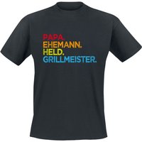 Familie & Freunde T-Shirt - Papa. Ehemann. Held. Grillmeister - S bis 5XL - für Männer - Größe 4XL - schwarz von Familie & Freunde