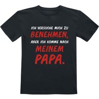 Familie & Freunde T-Shirt für Kinder - Kids - Ich versuche mich zu benehmen... - für Mädchen & Jungen - schwarz von Familie & Freunde