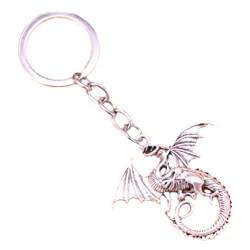 Drache Schlüsselanhänger 4cm Metall | Fantasie | Tier | Geschenk | Frauen | Damen | Mädchen | Männer | Herren | Kinder | Dragon | silberfarben von Familienkalender