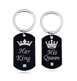 Her King und His Queen Schlüsselanhänger Schlüsselring für Paare/Geliebte im Set | Geschenk | Hochzeit | Verlobung | Einzug | Häusle | Partnerschlüsselanhänger | Liebe | Home | Familie von Familienkalender