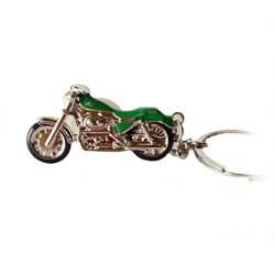 Motorrad Chopper Schlüsselanhänger silberfarben/schwarz Metall Moped | Chopper | Geschenk | Herren | Männer | Frauen | Damen | Kinder | Jungen | Harley | grün von Familienkalender