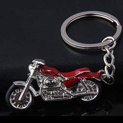 Motorrad Chopper Schlüsselanhänger silberfarben/schwarz Metall Moped | Chopper | Geschenk | Herren | Männer | Frauen | Damen | Kinder | Jungen | Harley | rot von Familienkalender