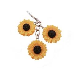 Sonnenblume Schlüsselanhänger 2cm PVC Insekt | Raupe | Geschenk | Damen Butterfly | Mädchen | Frauen | Glücksbringer | Fashion | Blume | Rose | Sonnenblume | gelb von Familienkalender