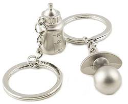 Unbekannt Schlüsselanhänger Schnuller Nuckel Flasche Schlüsselring für Paare und (werdende) Eltern im Set | Baby | Geburt | Geschenk | von Familienkalender