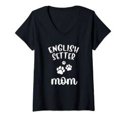 Damen English Setter Mom Cute Dog Llewellin T-Shirt mit V-Ausschnitt von Family Dog Lovers Clothing