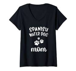 Damen Spanish Water Dog Mom Cute Dog T-Shirt mit V-Ausschnitt von Family Dog Lovers Clothing