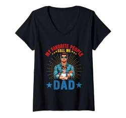 Damen Favorite People Call Me Dad Costume Kid Lover Funny Family T-Shirt mit V-Ausschnitt von Family Father's Day Costume