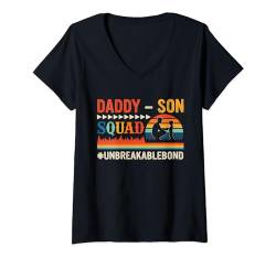 Damen Vintage Retro Dad Son Squad Father's Day Family Kids T-Shirt mit V-Ausschnitt von Family Father's Day Costume