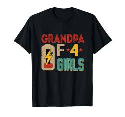 Grandpa Of 4 Adorable Kid Girls Costume Battery Father's Day T-Shirt von Family Father's Day Costume