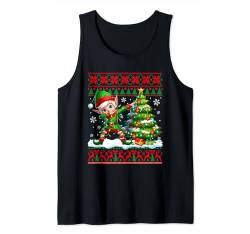 Dabbing Elf Christmas Tree Colorful Lights Sweater Tank Top von Family Lover Christmas Costume