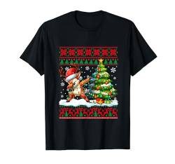 Dabbing Reindeer Christmas Tree Colorful Lights Sweater T-Shirt von Family Lover Christmas Costume